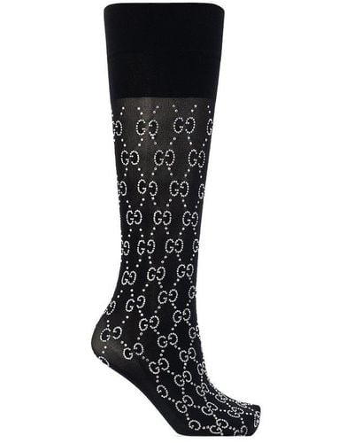 Gucci Black Monogrammed Socks