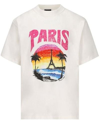 Balenciaga Paris Tropical Printed T-shirt - White
