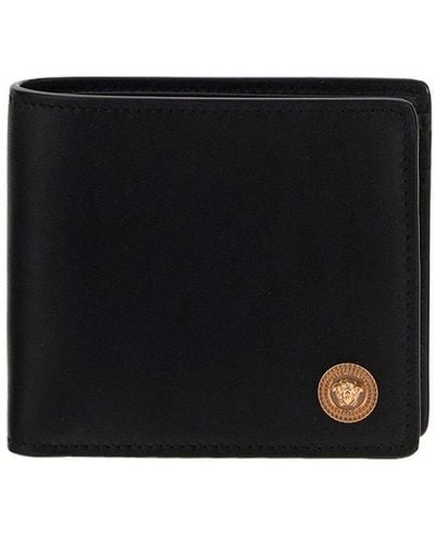 Versace Medusa Plaque Bi-fold Wallet - Black