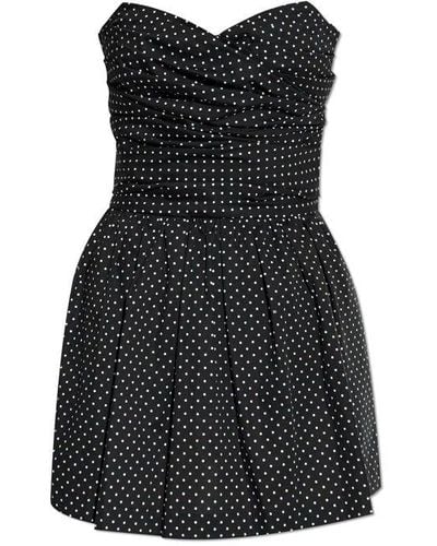 Dolce & Gabbana Polka-dot Printed Bustier Mini Dress - Black