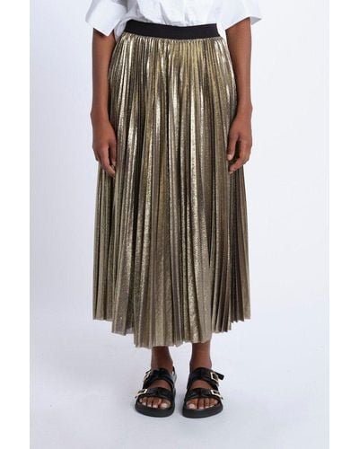 Weekend by Maxmara High Waist Pleated Skirt - Metallic