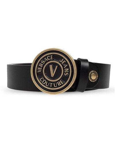 Versace Logo Plaque Buckle Belt - Black