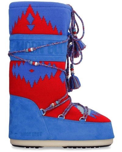 Alanui X Moon Round-toe Lace-up Boots - Blue