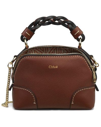 Chloé Mini Daria Chain Crossbody Bag - Brown
