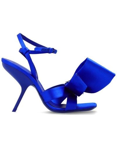 Ferragamo Helena Asymmetric-bow Satin Sandals - Blue