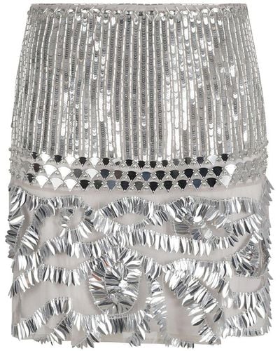 Alberta Ferretti Sequin-embellished High Waist Mini Skirt - Grey
