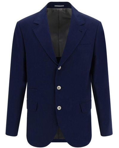 Brunello Cucinelli Single-breasted Tailored Blazer - Blue
