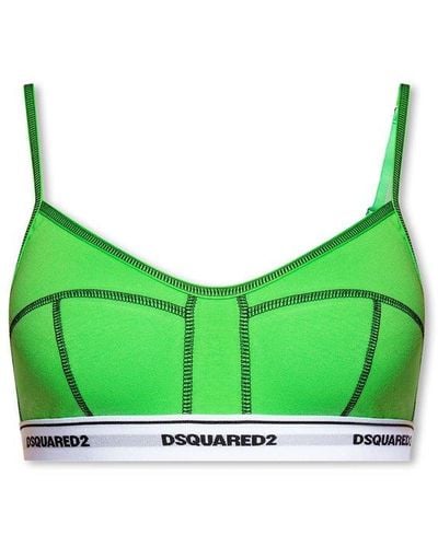 Dolce & Gabbana Logo Trim Sports Bras - Green