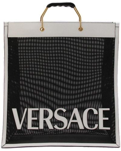 Versace Black And Leather Shopper Tote Bag