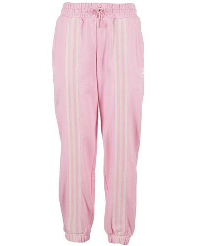adidas Originals Mid-rise Stripe-detailed Drawstring Track Pants - Pink