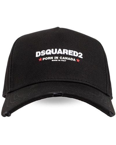 DSquared² Rocco Twill Distressed Baseball Hat - Black