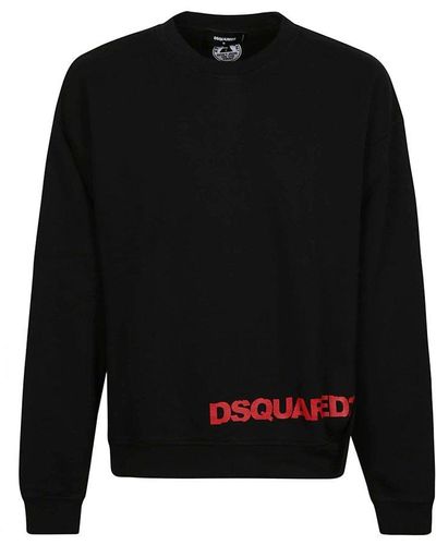 DSquared² Logo Printed Crewneck Sweatshirt - Black