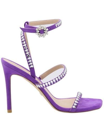 Stuart Weitzman Gemcut Open Toe Stiletto Sandals - Purple