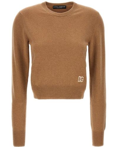 Dolce & Gabbana Logo Embroidery Sweater Sweater, Cardigans - Brown