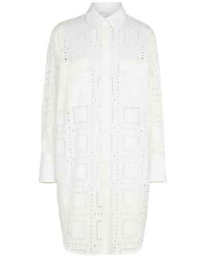 MSGM Cut-out Detailed Button-up Shirt Dress - White
