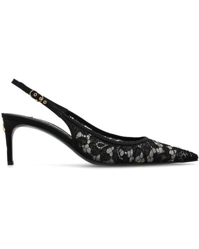 Dolce & Gabbana Lace-panelled Slingback Court Shoes - Black