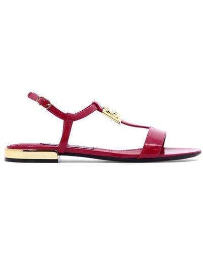 Dolce & Gabbana Patent-leather Sandals - Red