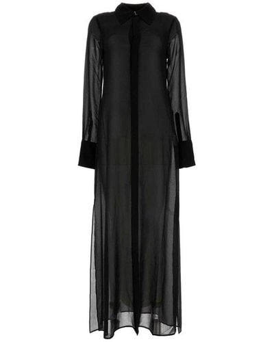 Ami Paris Paris Long-sleeved Shirt Dress - Black