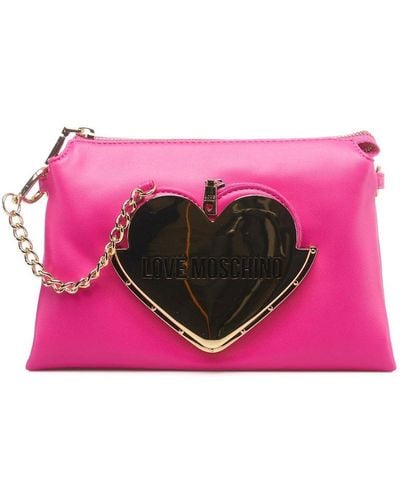 Love Moschino Logo Plaque Zipped Shoulder Bag - Pink