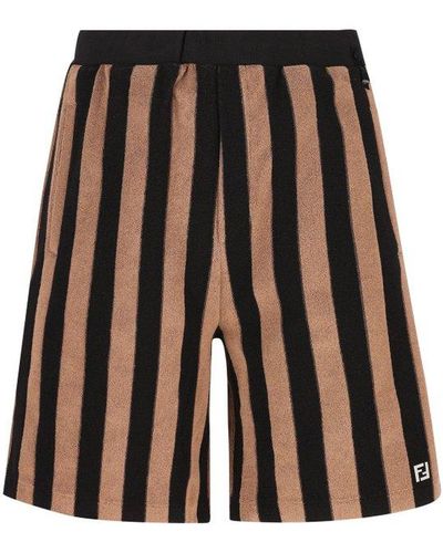 Fendi Pequin Striped Terry Bermuda Shorts - Multicolour