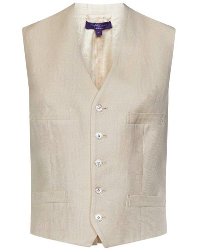 Ralph Lauren Collection Logo-jacquard Buttoned Vest - Natural