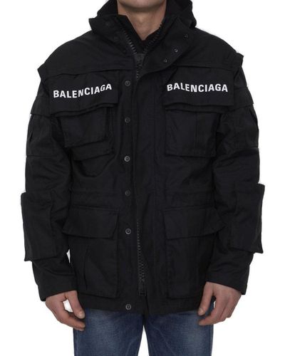 Balenciaga Oversized Parka In Technical Fabric - Black