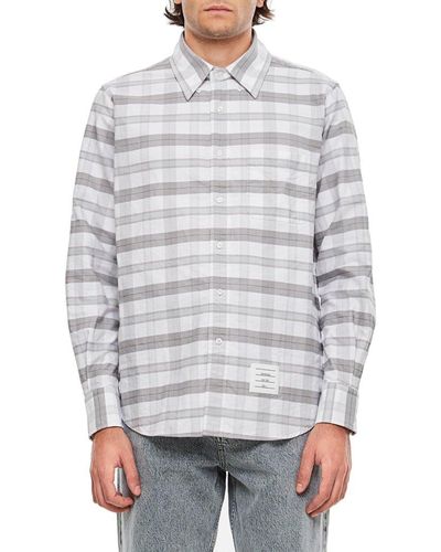 Thom Browne Checkered Long-sleeve Shirt - Gray