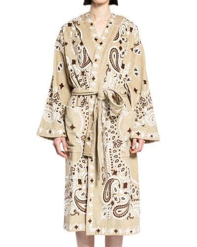 The Attico Paisley Printed Belted Bath Robe - Natural
