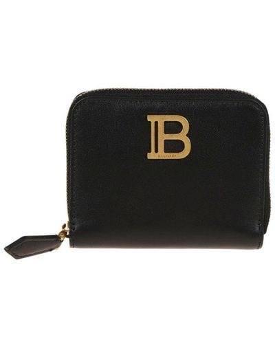 Balmain Bbuzz Zipped Wallet-Calfskin - Black