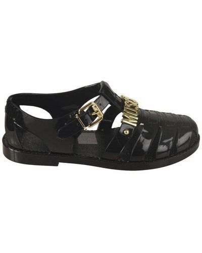 Moschino Logo Lettering Caged Sandals - Black