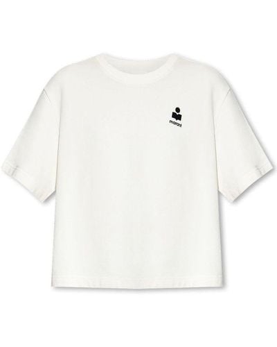 Isabel Marant Logo Printed Short Sleeved Sweatshirt - White