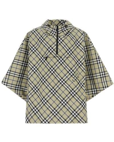 Burberry Ekd Motif Checked Hooded Poncho - Multicolor