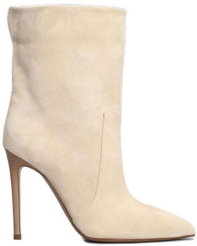 Paris Texas Stiletto Pointed Toe Ankle Boots - Natural