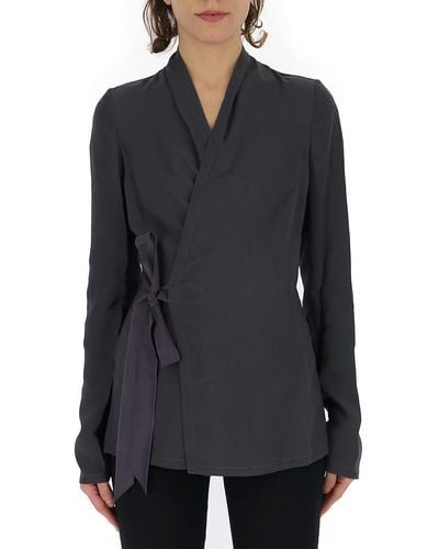 Rick Owens Wrapped Front Blouse - Blue
