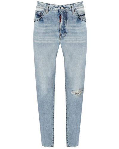 DSquared² Ripped Detailed Straight-leg Jeans - Blue