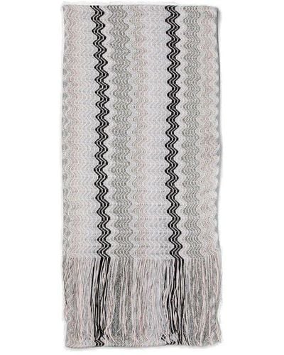 Missoni Zigzag Knitted Scarf - Grey