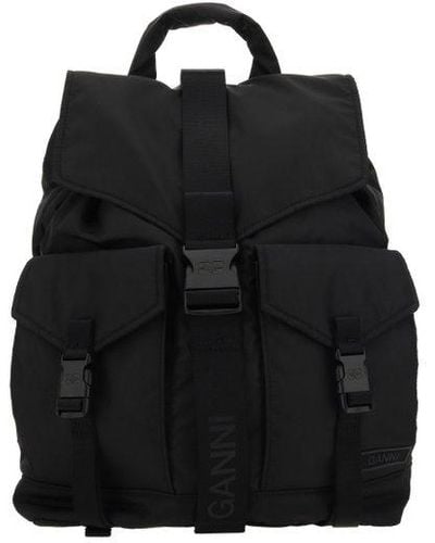 Ganni Tech Pocket Detailed Backpack - Black