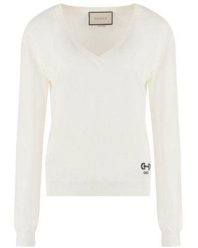 Gucci Wool Crew-neck Sweater - White
