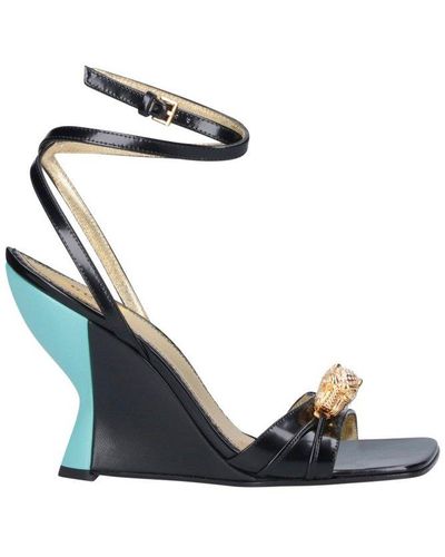 Gucci Two-toned Embellished Wedge Sandals - Blue