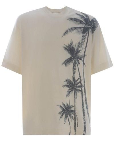 Emporio Armani Palm Trees Printed Crewneck T-shirt - Grey
