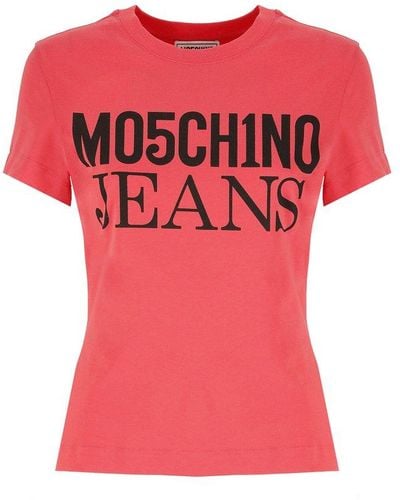 Moschino Jeans Logo-printed Crewneck T-shirt - Pink