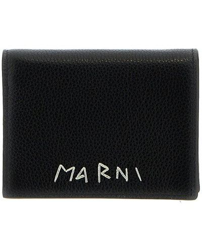 Marni Logo Embroidery Wallet Wallets, Card Holders - Black