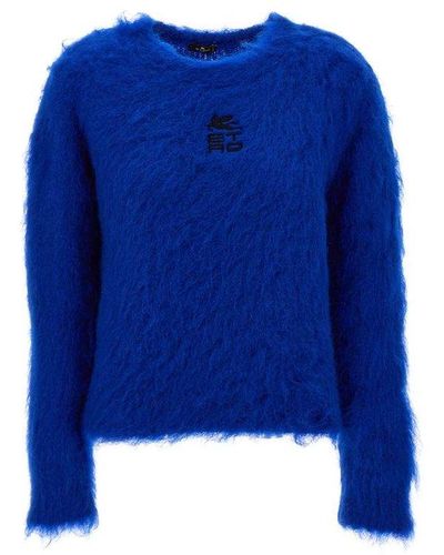 Etro Logo Embroidered Crewneck Sweater - Blue