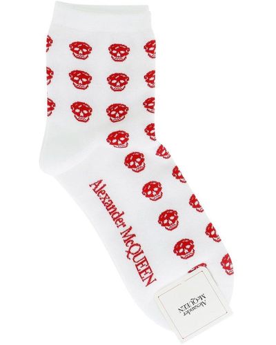 Alexander McQueen Multi Skull Intarsia Socks - White