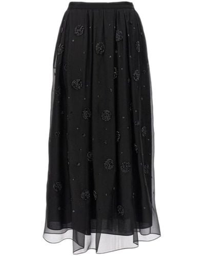 Max Mara Studio All-over Embellished Long Skirt - Black