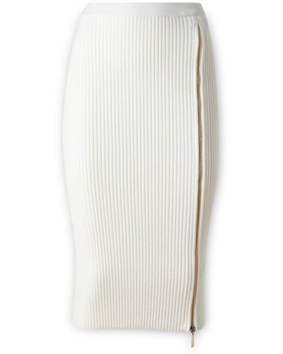 Elisabetta Franchi Zip Detailed Midi Pencil Skirt - White