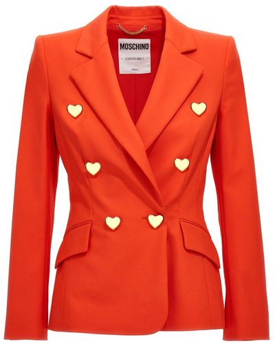 Moschino Heart Buttons Jackets - Red