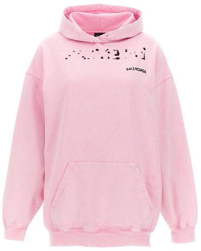 Balenciaga Logo Print Hoodie Sweatshirt - Pink