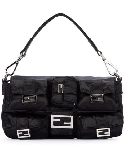 Fendi Multipocketed Foldover Top Handle Bag - Black