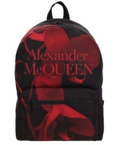 Alexander McQueen Backpack With Floral Motif - Red